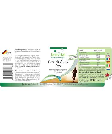 Fairvital Joint Activity - High Dose Glucosamine 1200mg Chondroitin Sulfate MSM Hyaluronic Acid & Astaxanthin - 90 Capsules for Enhanced Joint Health - Buy Online on GoSupps.com