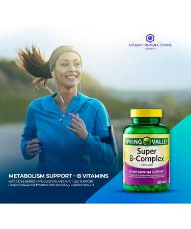 Spring Valley Super Vitamin B Complex 250 Count Tablets with 7 Day Pill Organizer - Dietary Supplement Pack of 1 - Buy Online on GoSupps.com