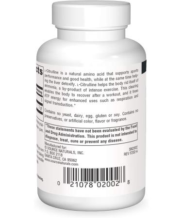Source Naturals L-Citrulline 1000 mg - Supports Exercise Recovery & Energy - 30 Tablets - International Shipping Available - Buy Online on GoSupps.com