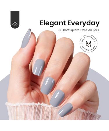 Buy Beetles Press On Nails - Pink & Gray Short Square - 56 Pcs Reusable Acrylic Glue-On Nails Kit for Women & Girls | Elegant DIY Manicure - Buy Online on GoSupps.com