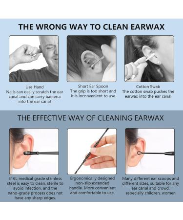 Hion 8-in-1 Stainless Steel Ear Cleaner for Ear Wax Removal - Medical Grade Kids & Adults Includes Storage Box - Black - Buy Online on GoSupps.com