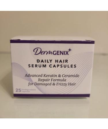 Dermgenix Daily Hair Serum Capsules Advanced Keratin and Ceramide Repair Formula for Damaged and Frizzy Hair (25 ct) - Buy Online on GoSupps.com