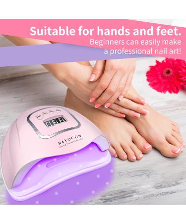 RAYOCON 120W UV LED Gel Nail Lamp - Fast Curing Nail Dryer for Salon & Home 45 Lamp Beads Pink - International Shipping Available - Buy Online on GoSupps.com