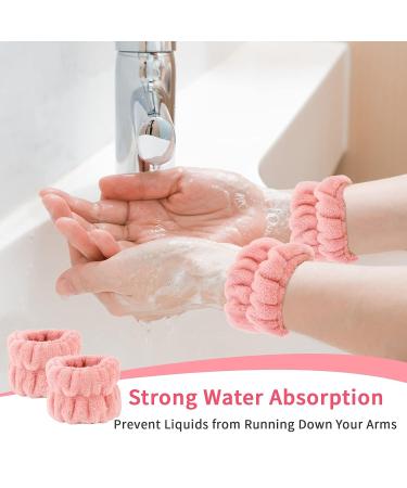 AMCAMI 6 Pcs Spa Headband and Wristband Set | Cute Bear Ears Design | Makeup and Skincare Headbands for Women | Pink Red - Buy Online on GoSupps.com