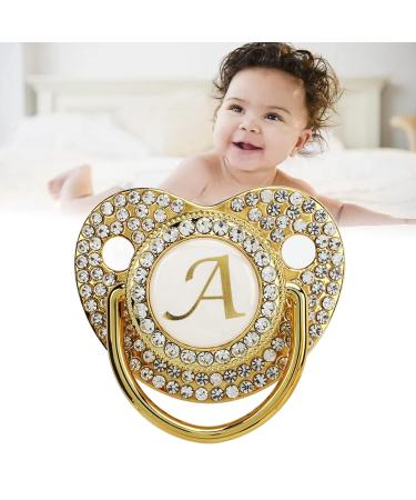 Buy Lightweight Baby Pacifier with Bling - Curved Newborn Pacifier (Letter A) - International Shipping Available - Buy Online on GoSupps.com