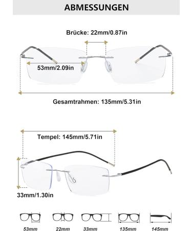 Lanomi Borderless Progressive Multifocal Reading Glasses - Anti-Blue Light Fashion Aid for Men & Women - Light Blue 1.5 Diopters - Buy Online on GoSupps.com