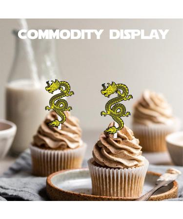 18pcs Gold Glitter Cupcake Topper Dragon Theme Decorations Welcome 2024 Chinese New Year Party Decor Supplies - Buy Online on GoSupps.com