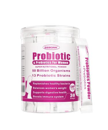 Probiorics for Women Probiotics Powder 50 Billion CFUs 13 Strain Women's Probiotics with Prebiotics for Digestive Health and Immune Support Cranberry for Urinary & Vaginal Health 30-Day-Supply