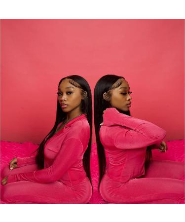 22 Inch Straight Human Hair Lace Front Wig | HD Transparent Lace Frontal Wig with Baby Hair | Pre Plucked & Glueless | Natural Color - Buy Online on GoSupps.com