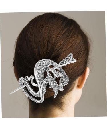 Beavorty Vintage Viking Hairpins viking hair clip hair stick Thru Hair Barrette with Stick antique style knot hair pin hair slide with stick Miss alloy Victoria European and American 9x6cm Silver - Buy Online on GoSupps.com