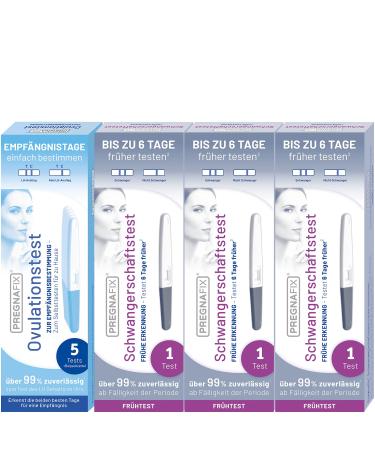 Pregnafix desire to have children 5 ovulation test strips + 3 pre-pregnancy tests precise reliable & easy application quick results tests 6 days before the period is missed