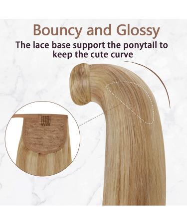 Runature 45cm Real Hair Ponytail Extensions - Blonde Highlights Remy Human Hair 80g - #16P24 Braid - Buy Online on GoSupps.com