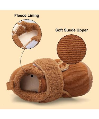 JOINFREE Baby Girl First Walking Shoes - Anti-Slip Plush Slipper Shoes for Toddler Boys and Girls | 8.5/9 UK Child Size | Cozy Brown Design - Buy Online on GoSupps.com