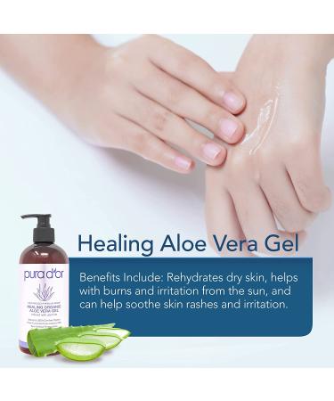 PURA D'OR Organic Aloe Vera Gel Jasmine (16oz) - Deeply Hydrating & Moisturizing - All Natural, No Artificial Preservatives - Sunburn, Bug Bites, Rashes, Eczema Relief - For Skin & Hair - Buy Online on GoSupps.com