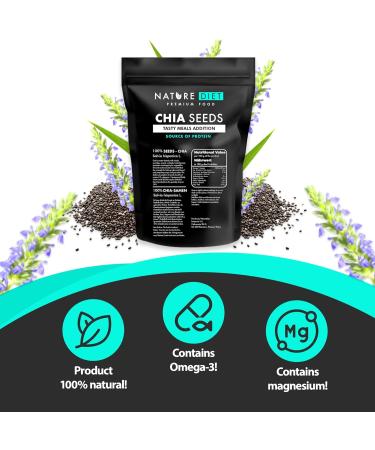 Nature Diet Chia Seeds 2x1000g - Salvia Hispanica, High Omega-3, Fiber Source - Buy Online on GoSupps.com