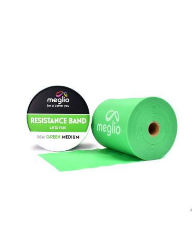Meglio resistance band roll 46 meters of latex-free resistance band roll for fitness training gym home training stretching strength training & rehabilitation available in 5 colors/strengths green (medium)