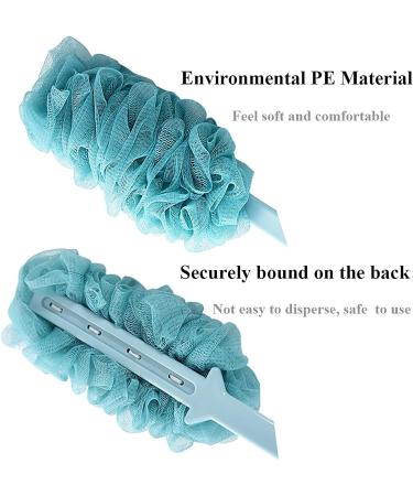 Shower Back Scrubber with Handle - PE Soft Mesh Luffa Sponge for Men & Women - Bath Brush Cyan - Buy Online on GoSupps.com