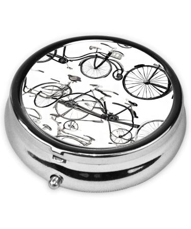 Retro Bicycle Mini Round Pill Box | 3 Compartment Travel Organizer Case | Portable Pill Holder for Home & Office - Buy Online on GoSupps.com