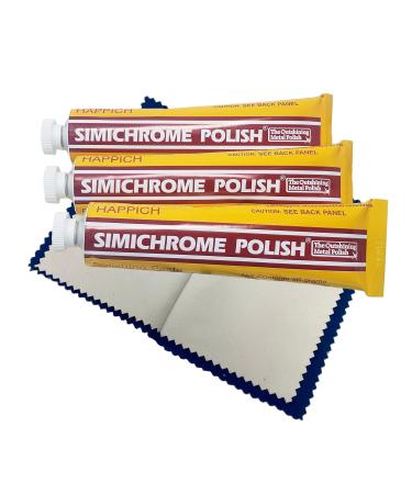 Simichrome All Metal Polish Tube with Polishing Cloth (Pack of 3 with one Cloth)