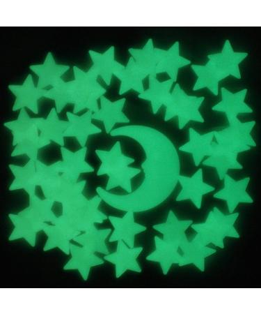 Glow in The Dark Moon and Stars Fluorescent Stickers - 24 Magical 3D Luminous Shapes for Nursery and Bedroom Decoration - Buy Online on GoSupps.com