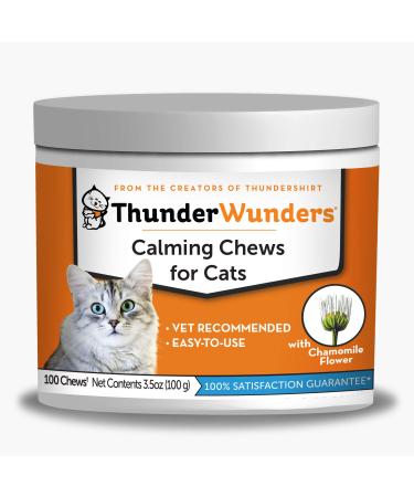 ThunderWunders Cat Calming Chews | Vet Recommended to Help Reduce Situational Anxiety | Great for Vet Visits, Travel, Separation Anxiety, Fireworks, Thunderstorms & More | 100 Count