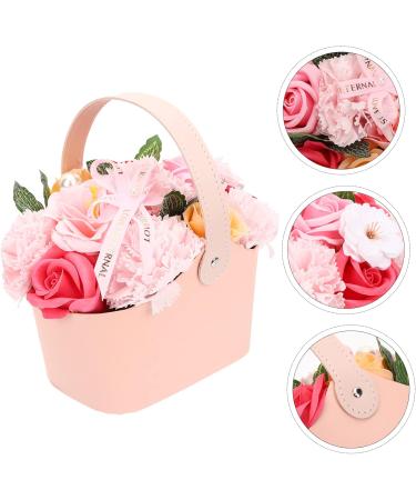 DOITOOL Box Portable Basket Rose Bouquet Bath Soap Plant Essential Oil Soap Rose Petal Soap Soap Decorative Soap Romantic Soap Miss Pink Cosmetic Ribbon - Buy Online on GoSupps.com