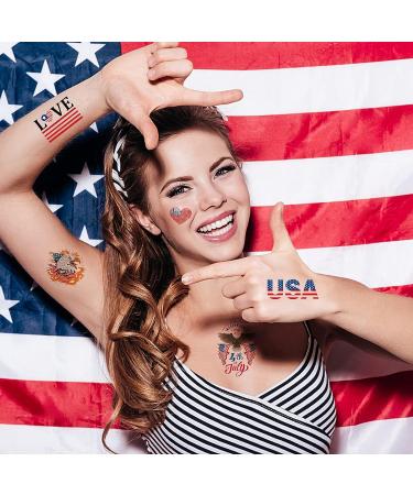 4th of July Temporary Tattoos for Women - 20 Waterproof Body Art Stickers for Independence Day - Buy Online on GoSupps.com