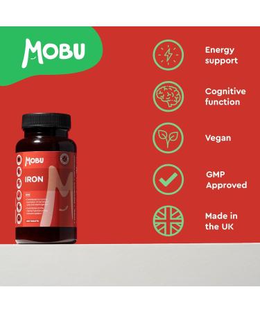 Mobu Iron Tablets 14mg | 400 Tablets 100% NRV Ferrous Fumarate BP Energy Tablets | Immunity & Energy Supplements | Helps Reduce Tiredness and Fatigue - UK Made - Buy Online on GoSupps.com