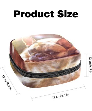 Stylish Menstruation Pad Bag with Zipper - Women's Napkin & Tampon Storage - French Bulldog Design - Buy Online on GoSupps.com