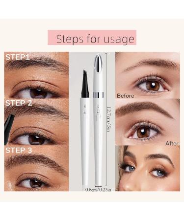 Upgraded Microblading Eyebrow Pen 4-Fork-Tip Magical Eyebrow Pencil 3D Eye Brow Pencil for Natural Hair-Like Brows Makeup Waterproof & Long-Lasting Stay on All Day (Black) - Buy Online on GoSupps.com