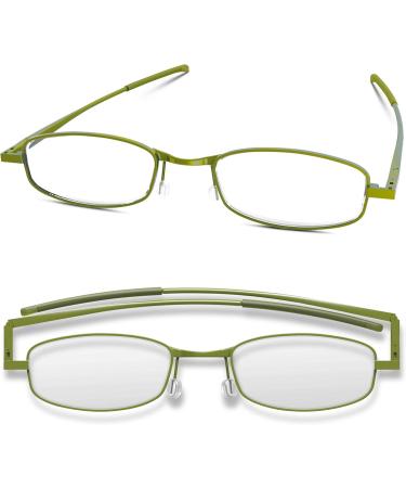 IF Compact Lenses Readers - Slim Flat-Folding Unisex Reading Glasses in Olive | +1.5 Strength - International Shipping Available - Buy Online on GoSupps.com