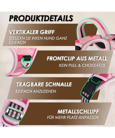 Buy Eyin Adjustable Dog Harness for Medium Dogs - Breathable Reflective Padded & Camouflage Pink | Perfect for Daily Training - Buy Online on GoSupps.com