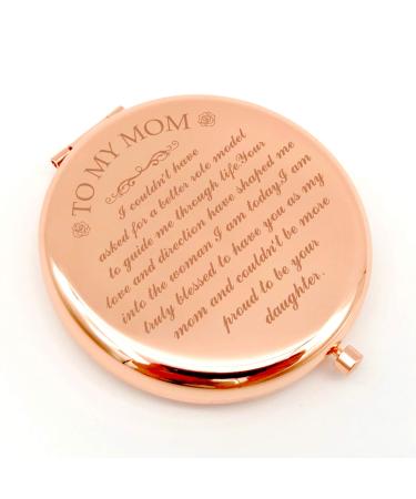 Warehouse No.9 Inspirational Personalized Travel Pocket Compact Makeup Mirror Mom Gift from Daughter and Son for Mother's Day Birthday Christmas Anniversaries Gift (Rose Gold)