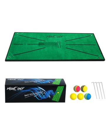 MSOAT Golf Hitting Swing Mat, Clearly Shows Impact Traces, Portable Training Mats for Backyards Swing Detection Velvet Material, Accustrike Swing Training Aids Rubber Back Darker Green Model