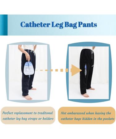 Catheter Leg Bag Pants for Men/Women - Urine Bag Holder with Double Zippered Pockets Holds 2000ml - X-Large Grey - Buy Online on GoSupps.com