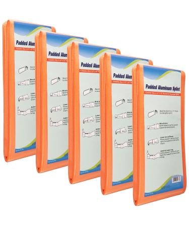 NOVAMEDIC Pack of 5 First Aid Padded Universal Aluminum Splints - 36 inch, Brace for Splinting Hands, Legs, Wrist, Ankle and Fractured or Injured Limbs, Flat Folded, Waterproof