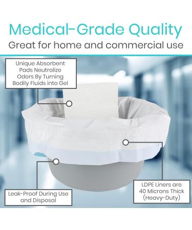 Vive Commode Liners with Absorbent Pads (6 Pack) - Disposable Porta Potty Bags for Bariatric Folding Buckets - Leakproof Bedside Chair Replacement - Buy Online on GoSupps.com