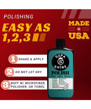 Premium Metal Polish Cleaner: Chrome Brass Aluminum & Stainless Steel Polish for a Sparkling Shine | International Shipping Available - Buy Online on GoSupps.com
