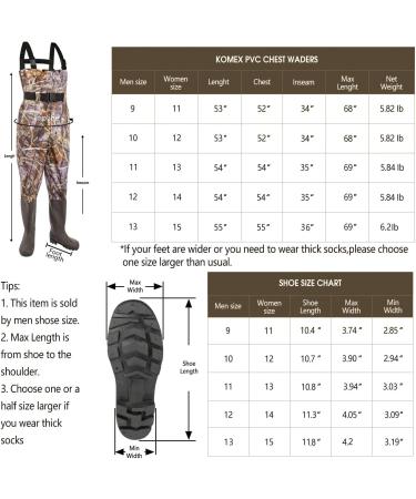 KOMEX Chest Waders for Men with Boots Waterproof  Fishing & Hunting Waders with Boot Hanger Camo 11 - Buy Online on GoSupps.com