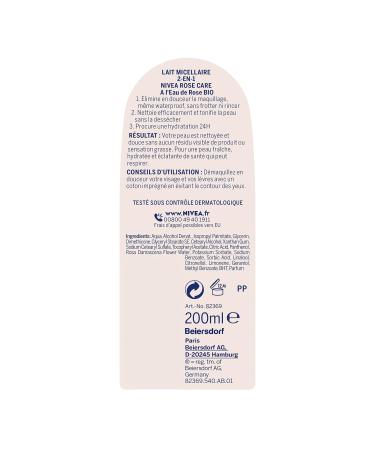 Nivea Rose Care Mizellar Milk 2-in-1 200ml | Organic Face & Lip Cleaner Make-Up Remover & Toner for All Skin Types - International Shipping - Buy Online on GoSupps.com