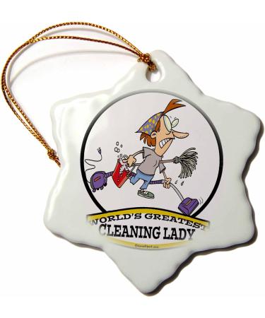 3dRose Worlds Greatest Cleaning Lady Cartoon Ornament | 3-Inch Snowflake Porcelain Holiday Gift - Buy Online on GoSupps.com