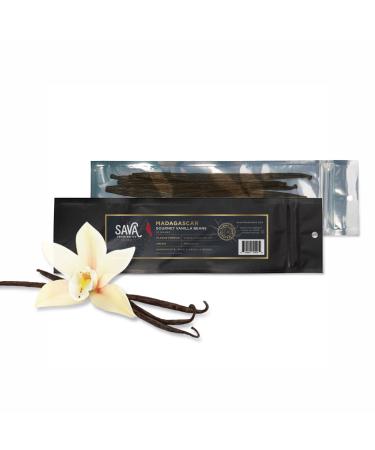 SAVA Madagascar Vanilla Beans  Bourbon Gourmet Vanilla Beans from Madagascar w/Rich, Deep Colored Vanilla Pods  Cooking & Baking Supplies (10 Count) 10 Beans