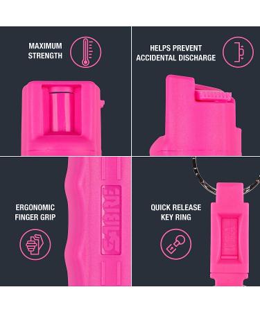 SABRE Pepper Spray And 2-in-1 Stun Gun and Flashlight, 25 Bursts of Max Police Strength OC Spray, Intuitive Finger Grip, Painful 1.160 C Charge, 120 Lumens, Rechargeable, Safety Switch, Holster Pink - Buy Online on GoSupps.com