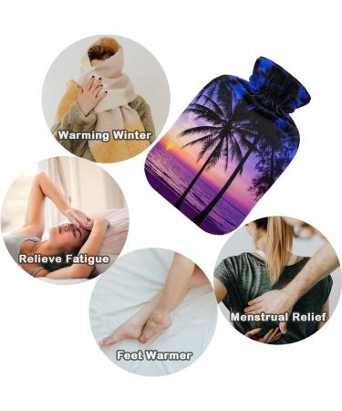 NAANLE 2L Hot Water Bottle with Palm Sunset Cover Relief for Menstrual Cramps & Heat Therapy | Large Transparent Hot Water Bag for Hand & Feet - Buy Online on GoSupps.com