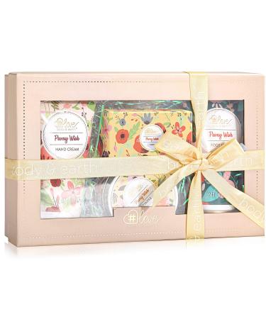 Gift Set - Lotion Sets for Women Gift  Peony Wish Body Cream Gifts Set  Include Hand Cream  Foot Cream  Soap  Scented Candle  Gift Sets for Women Yellow