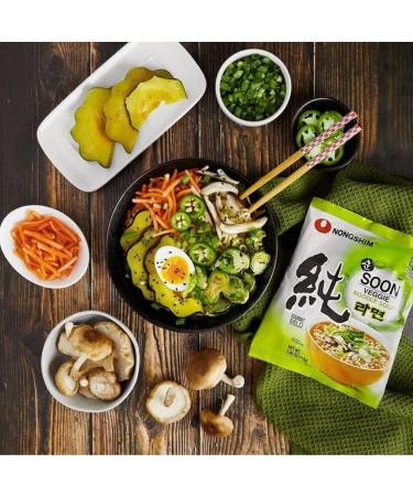 Nong Shim Soon Veggie Ramyun Instant Noodle Soup Mild Halal 112g (Pack of 10) by CNMART - Buy Online on GoSupps.com