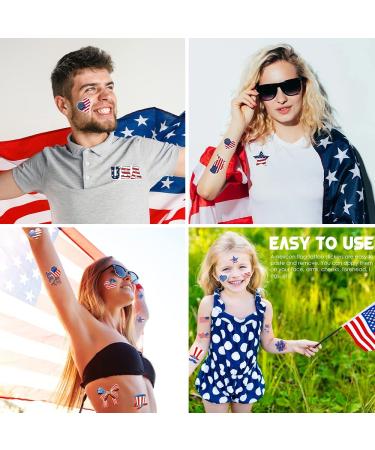 4th of July Temporary Tattoos - 20 Sheets USA Flag Stickers for Independence Day & Memorial Day Decor - Patriotic Theme Party Tattoos - Buy Online on GoSupps.com