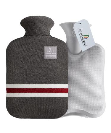 Olivialiving hot bottle with classic striped cover 2L warm stature for menstrual cramps neck and shoulder pain relief heat and cold therapies handfoot warmer deep gray - Buy Online on GoSupps.com