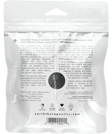 Earth Therapeutics Charcoal Exfoliating Round Sponge - 1 Piece | Natural Skincare & Exfoliation for All Skin Types - International Shipping Available - Buy Online on GoSupps.com