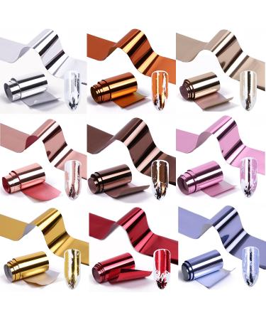 14 Colors Metallic Nail Foil Transfer Stickers - Holographic Effect Nail Art Accessories | Gold, Silver, Matte Transfer Foils - Nail Decals for Manicure Decoration - Buy Online on GoSupps.com
